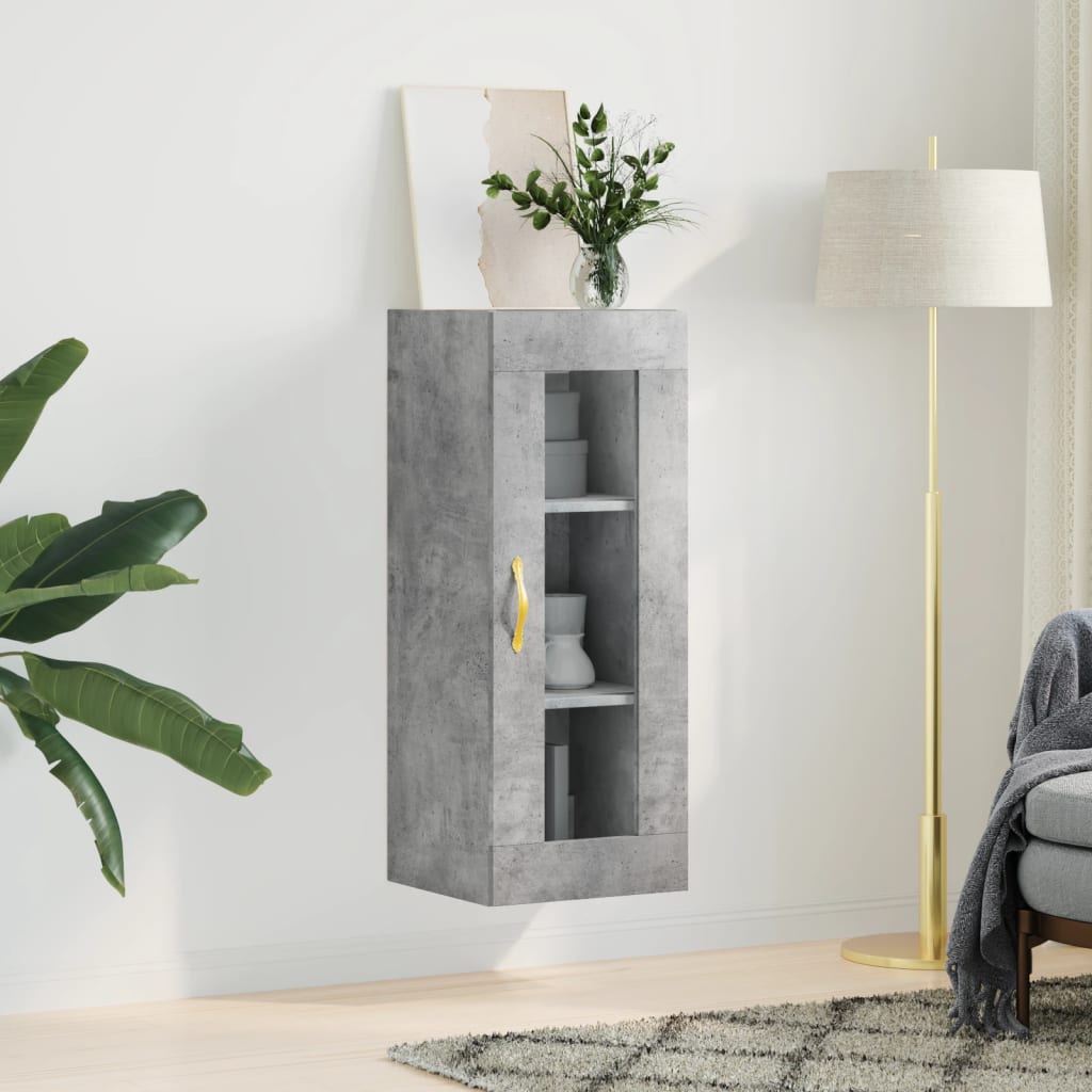 vidaXL Dulap montat pe perete, gri beton, 34,5x34x90 cm