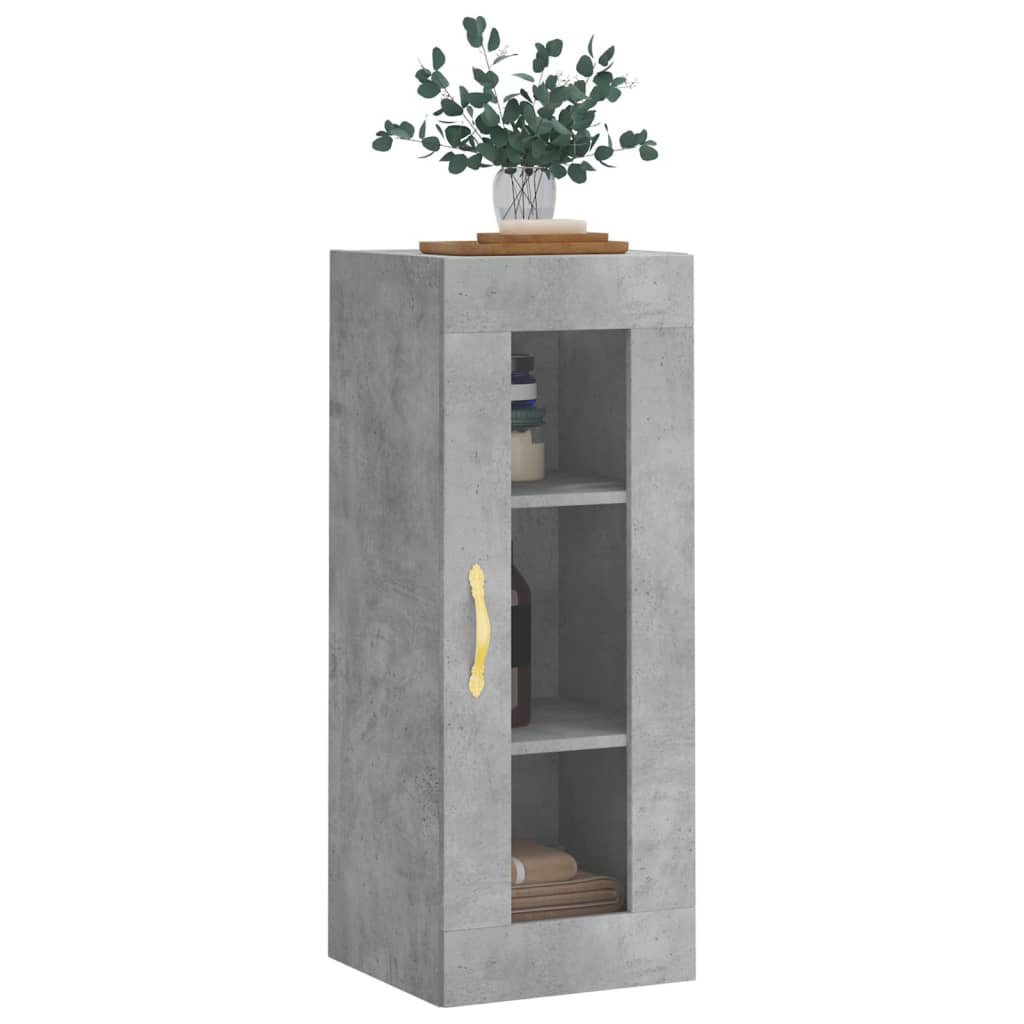 vidaXL Dulap montat pe perete, gri beton, 34,5x34x90 cm