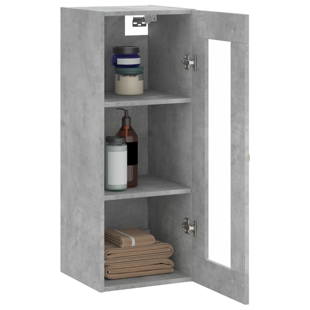 vidaXL Dulap montat pe perete, gri beton, 34,5x34x90 cm