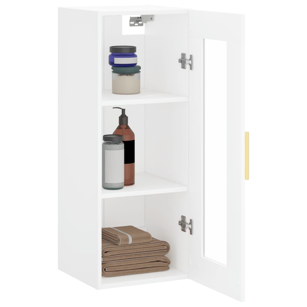 vidaXL Dulap montat pe perete, alb, 34,5x34x90 cm