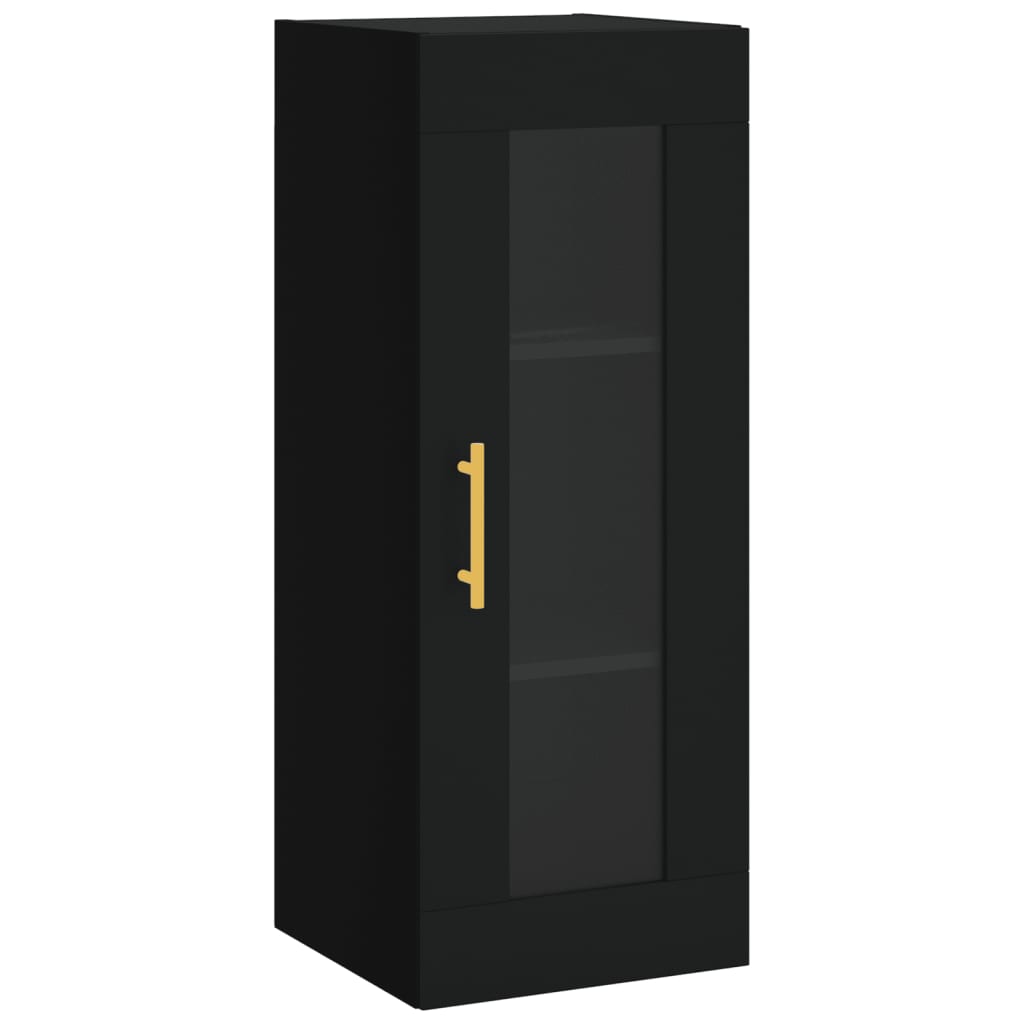vidaXL Dulap montat pe perete, negru, 34,5x34x90 cm