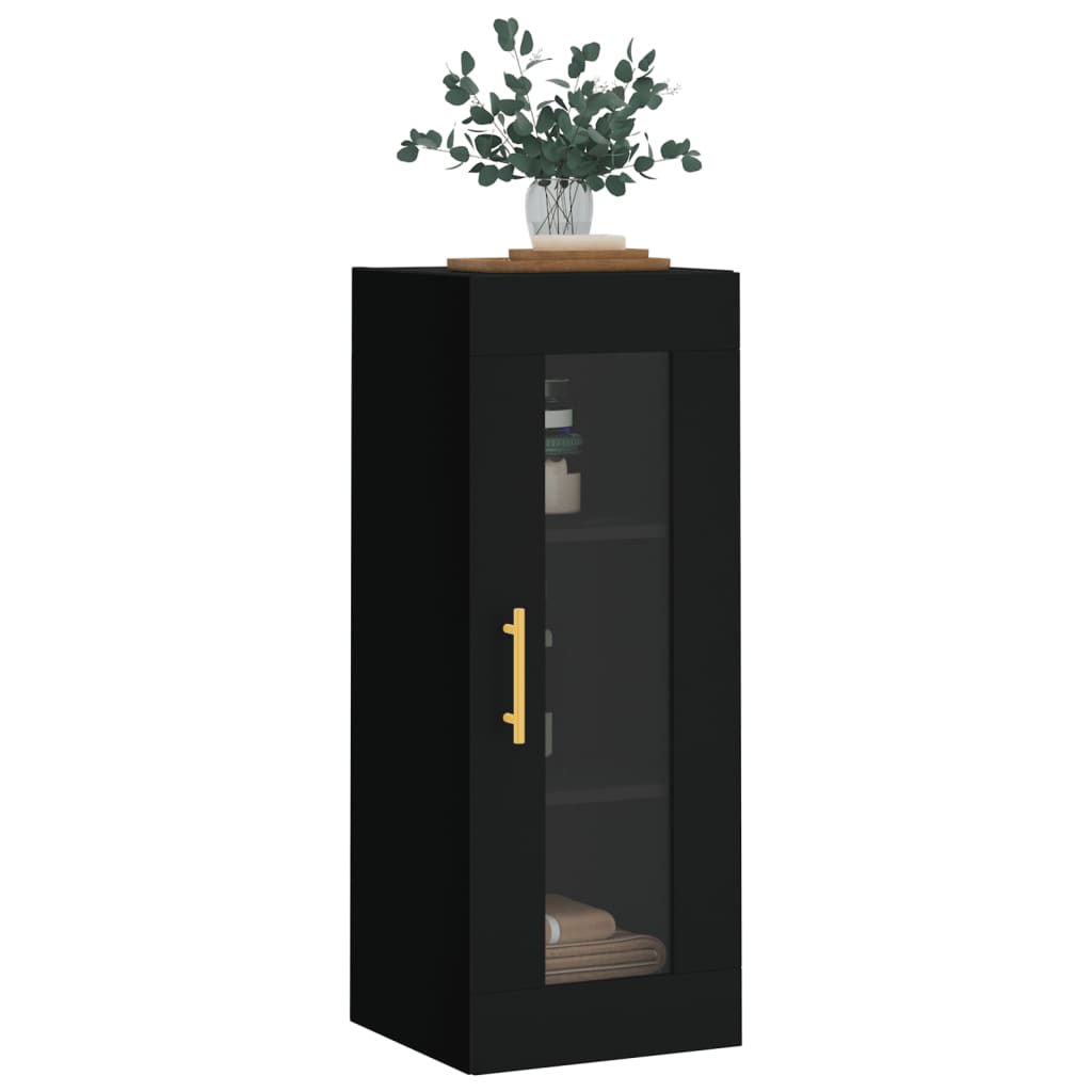 vidaXL Dulap montat pe perete, negru, 34,5x34x90 cm