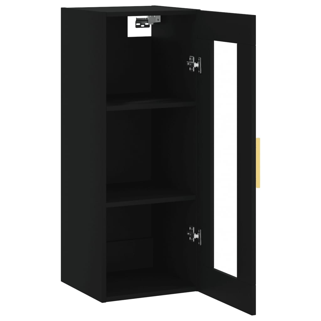 vidaXL Dulap montat pe perete, negru, 34,5x34x90 cm