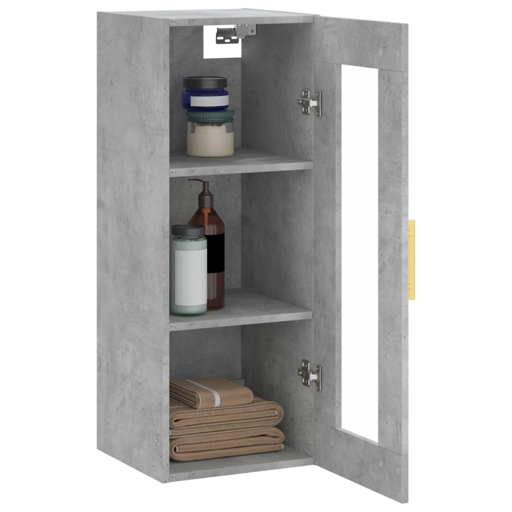 vidaXL Dulap montat pe perete, gri beton, 34,5x34x90 cm