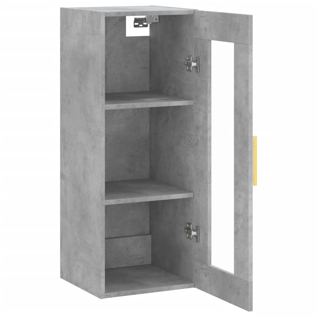 vidaXL Dulap montat pe perete, gri beton, 34,5x34x90 cm
