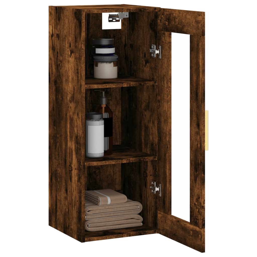 vidaXL Dulap montat pe perete, stejar fumuriu, 34,5x34x90 cm