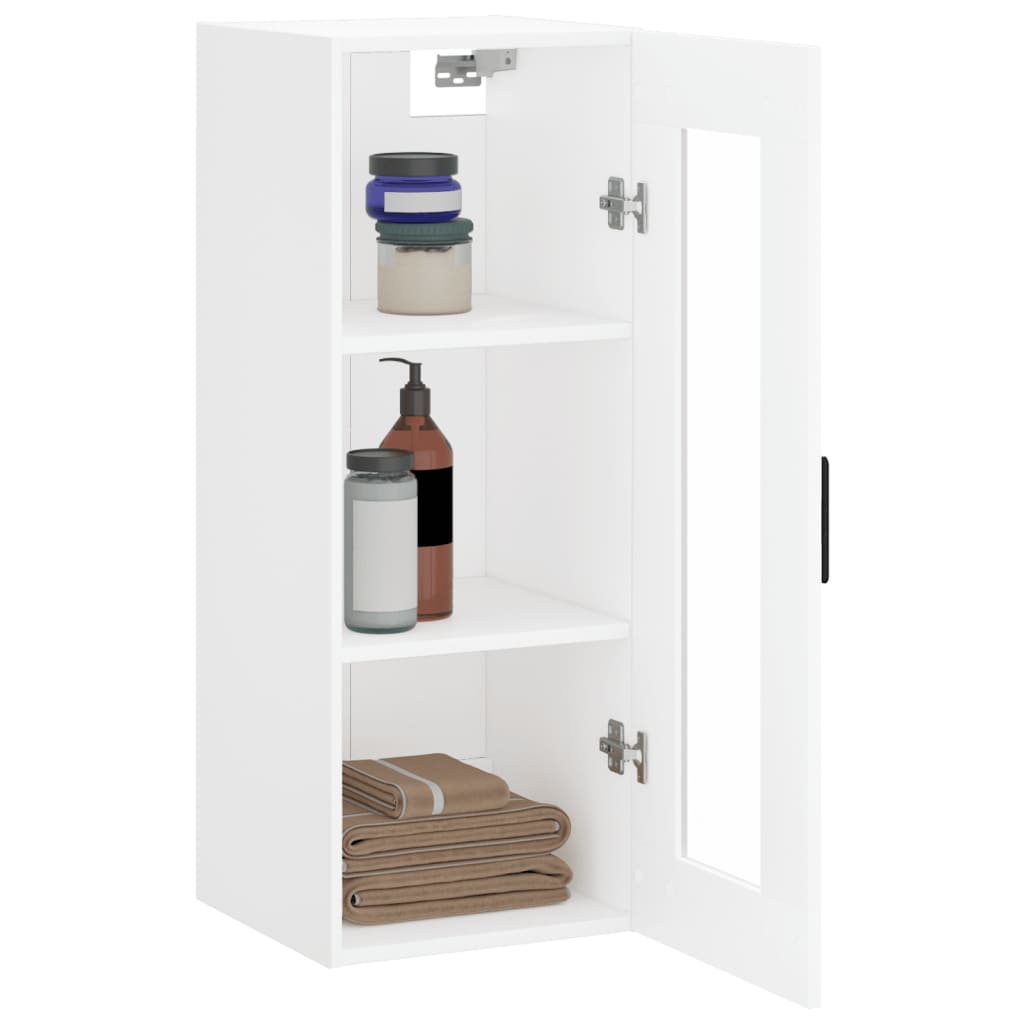 vidaXL Dulap montat pe perete, alb, 34,5x34x90 cm