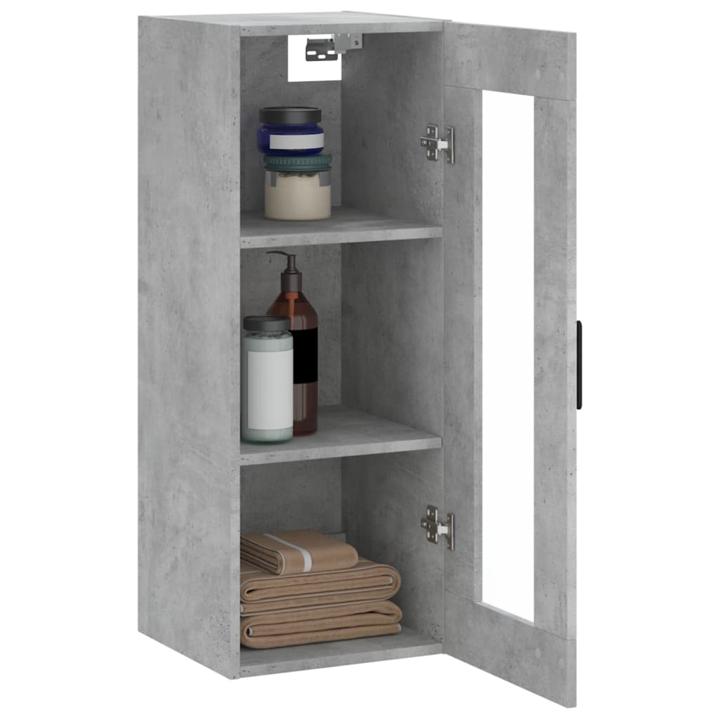 vidaXL Dulap montat pe perete, gri beton, 34,5x34x90 cm