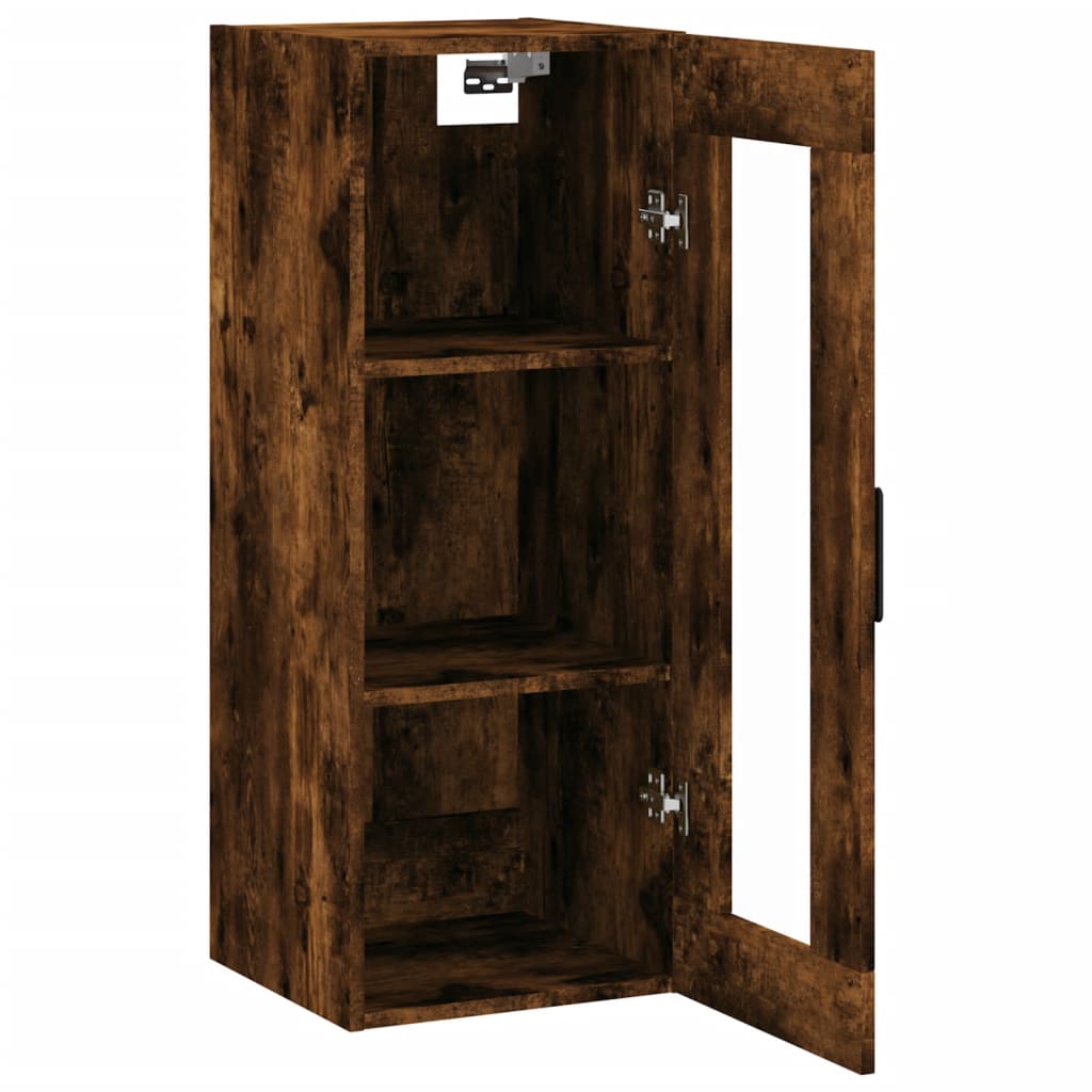 vidaXL Dulap montat pe perete, stejar fumuriu, 34,5x34x90 cm