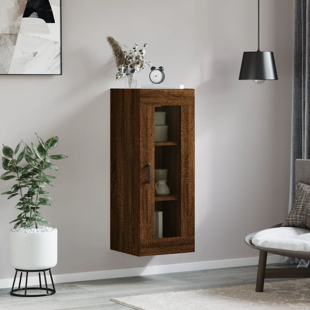 vidaXL Dulap montat pe perete, stejar maro, 34,5x34x90 cm