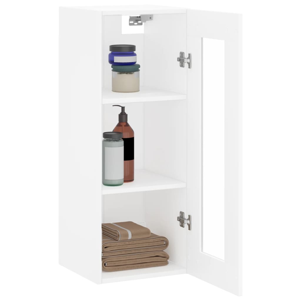 vidaXL Dulap montat pe perete, alb, 34,5x34x90 cm