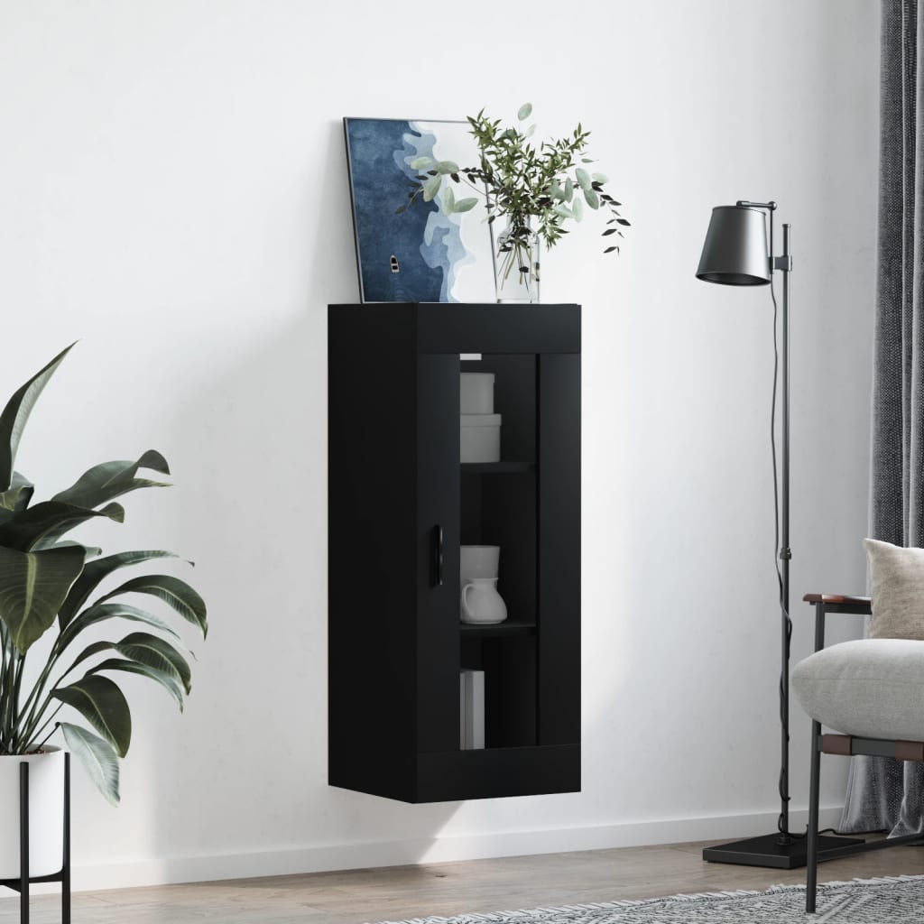 vidaXL Dulap montat pe perete, negru, 34,5x34x90 cm