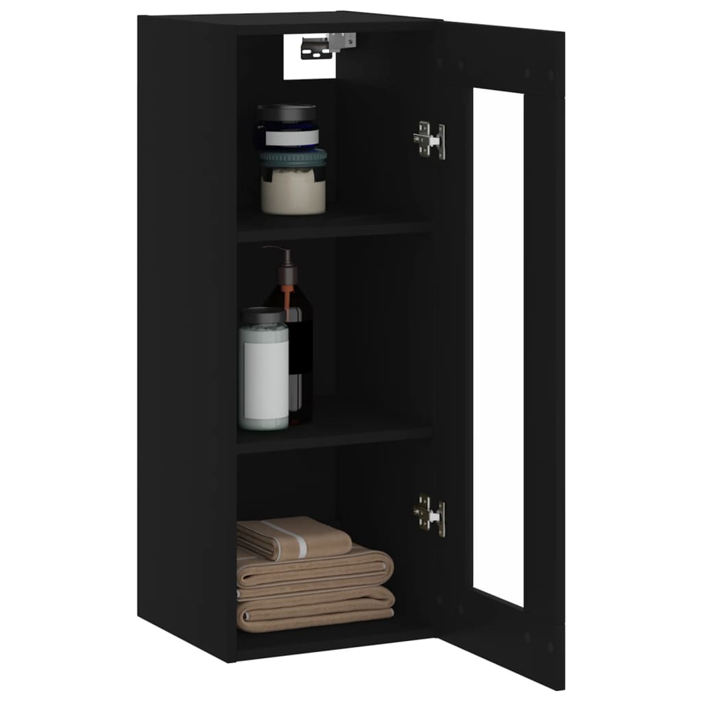 vidaXL Dulap montat pe perete, negru, 34,5x34x90 cm