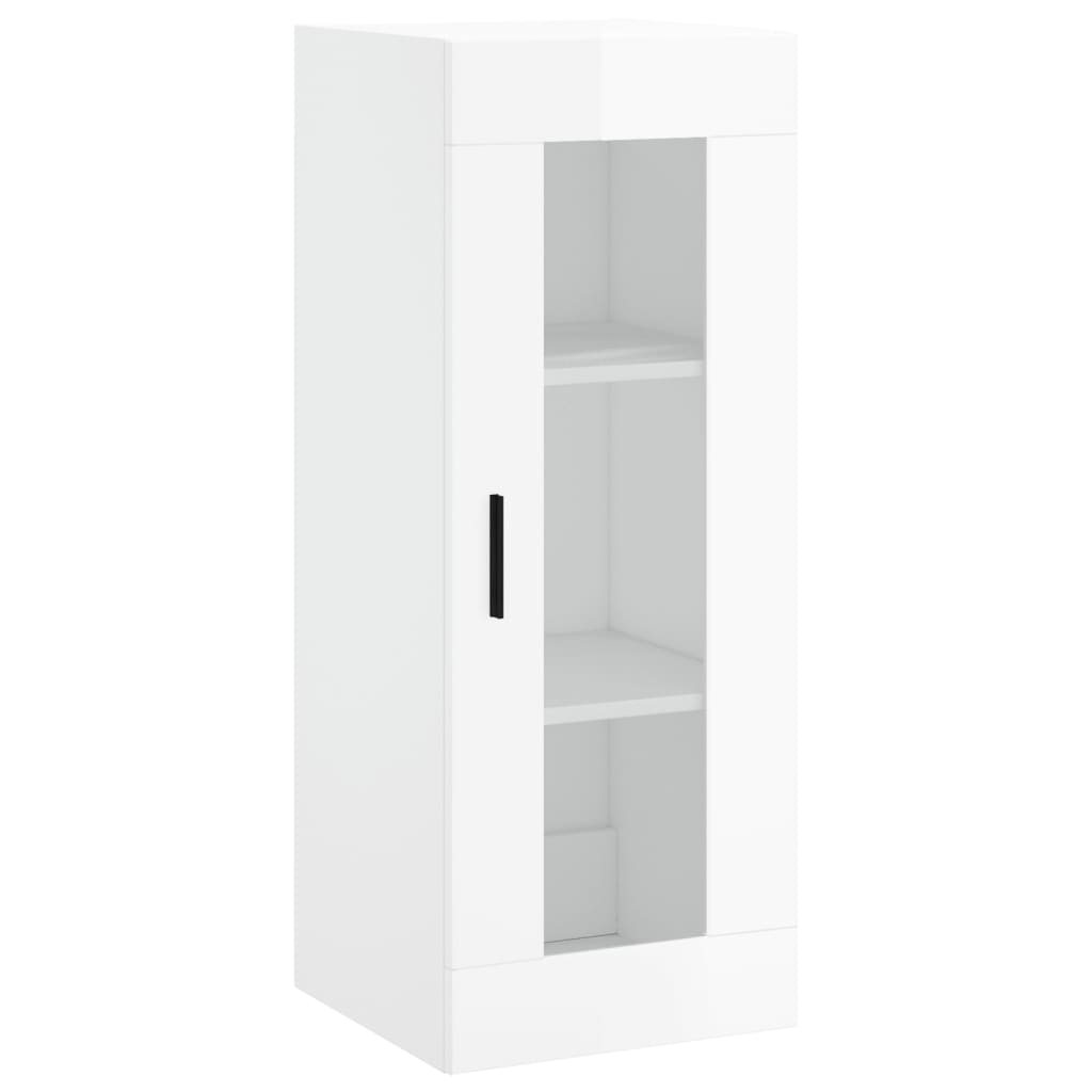 vidaXL Dulap montat pe perete, alb extralucios, 34,5x34x90 cm