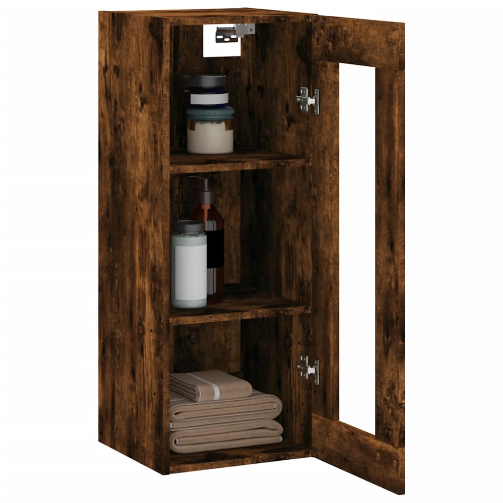 vidaXL Dulap montat pe perete, stejar fumuriu, 34,5x34x90 cm