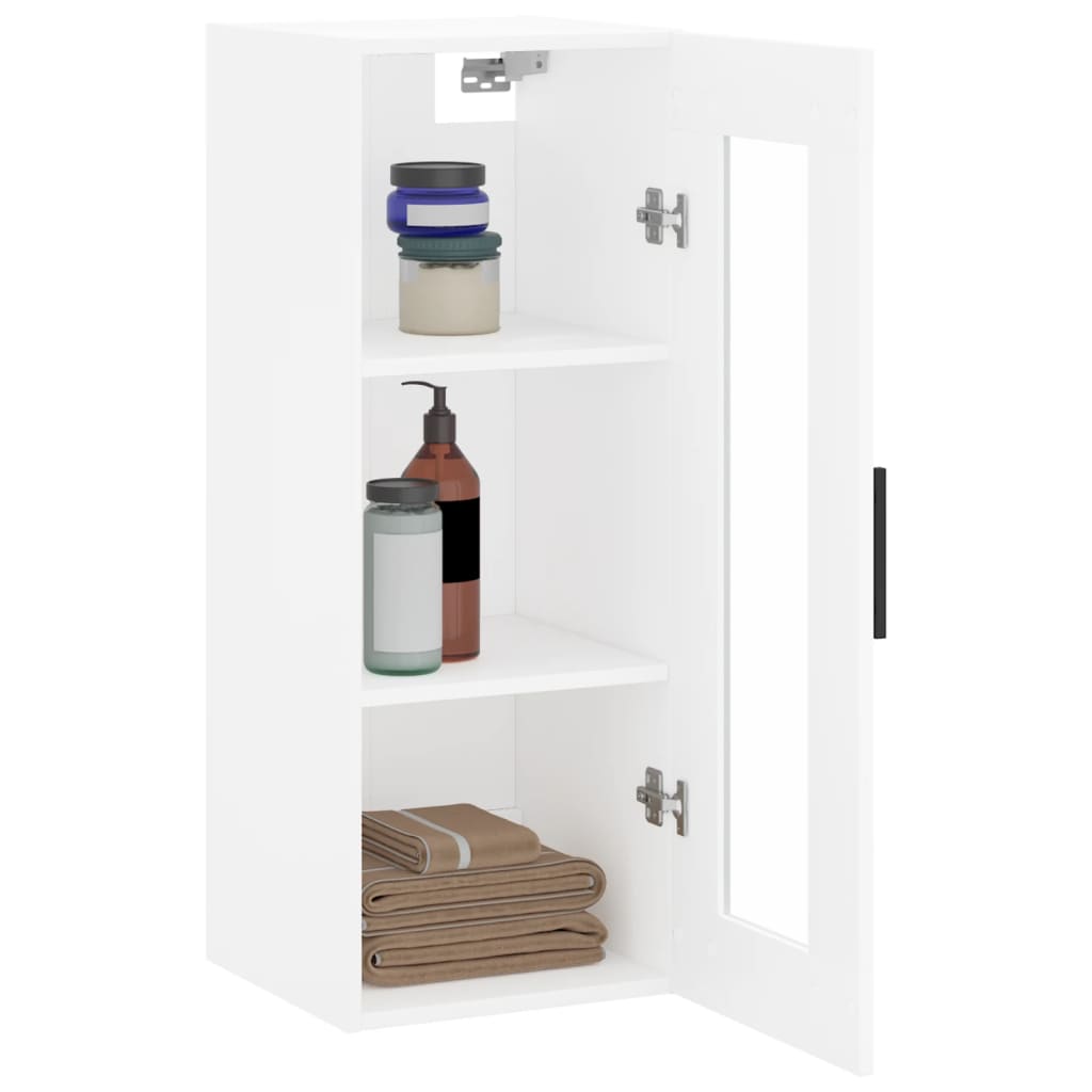 vidaXL Dulap montat pe perete, alb, 34,5x34x90 cm