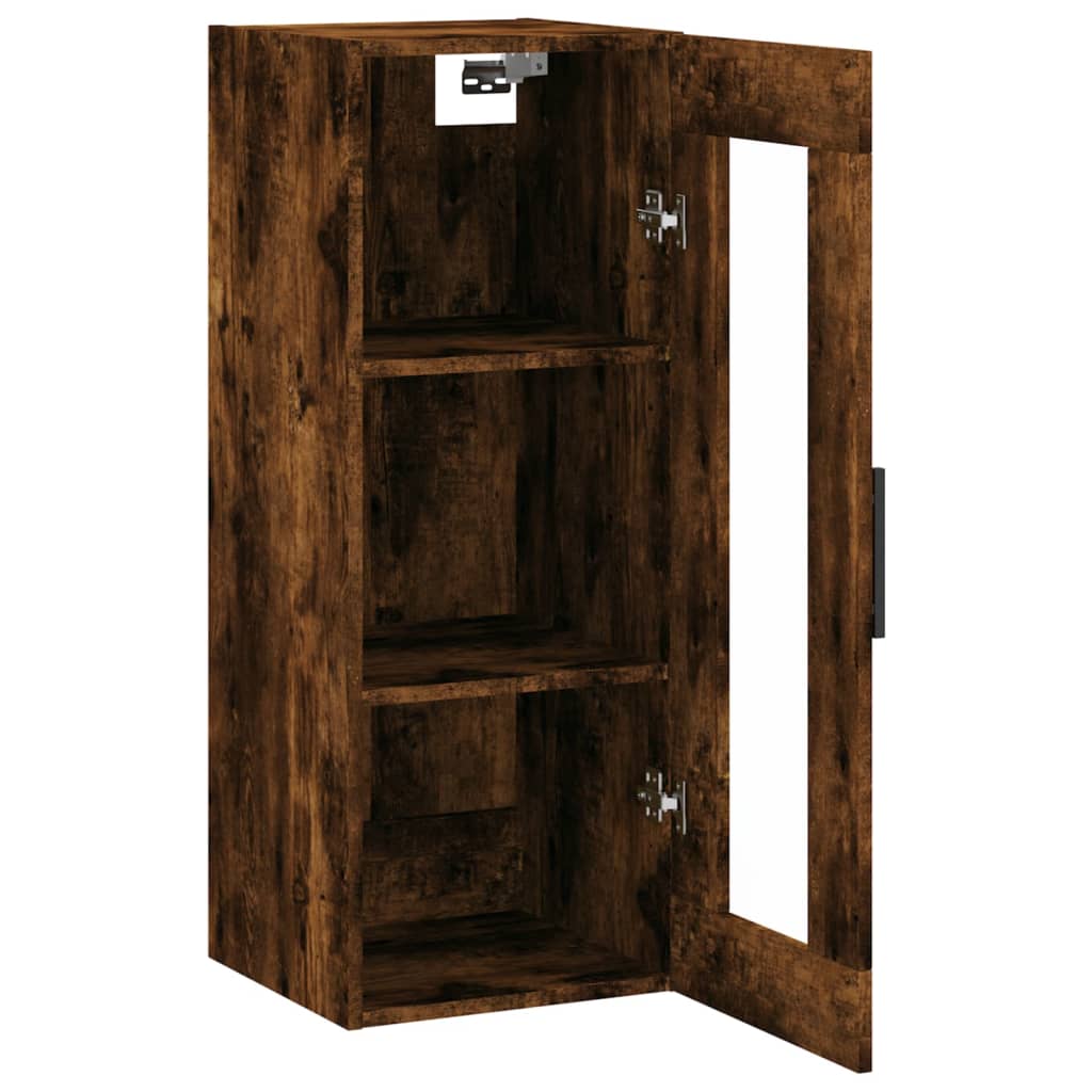 vidaXL Dulap montat pe perete, stejar fumuriu, 34,5x34x90 cm