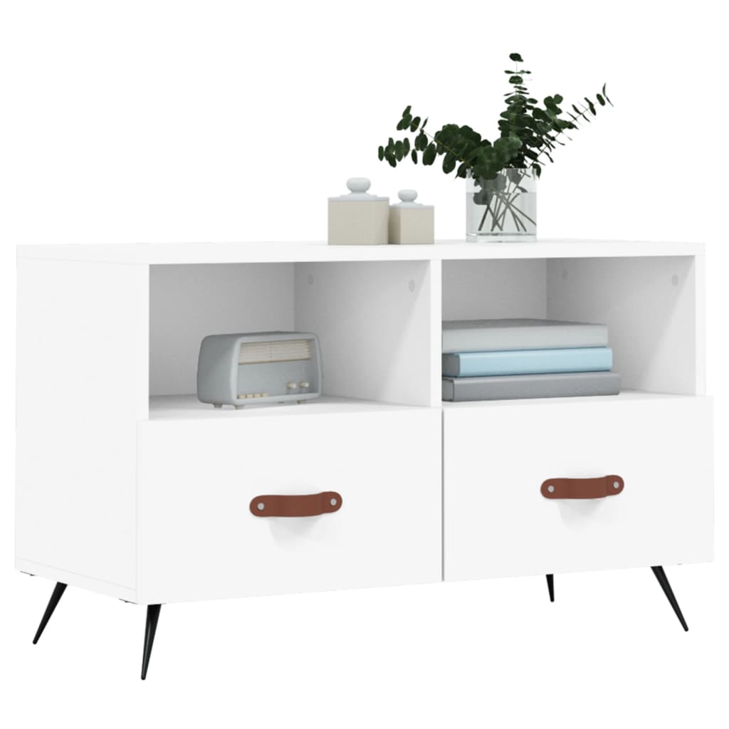 vidaXL Comodă TV, alb, 80x36x50 cm, lemn prelucrat vidaXL Comodă TV, alb, 80x36x50 cm, lemn prelucrat