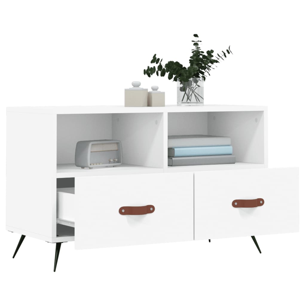 vidaXL Comodă TV, alb, 80x36x50 cm, lemn prelucrat vidaXL Comodă TV, alb, 80x36x50 cm, lemn prelucrat