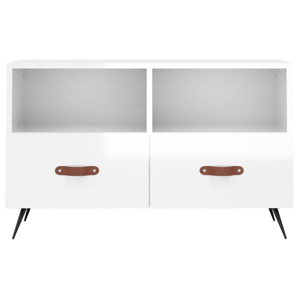 vidaXL Comodă TV, alb extralucios, 80x36x50 cm, lemn prelucrat vidaXL Comodă TV, alb extralucios, 80x36x50 cm, lemn prelucrat