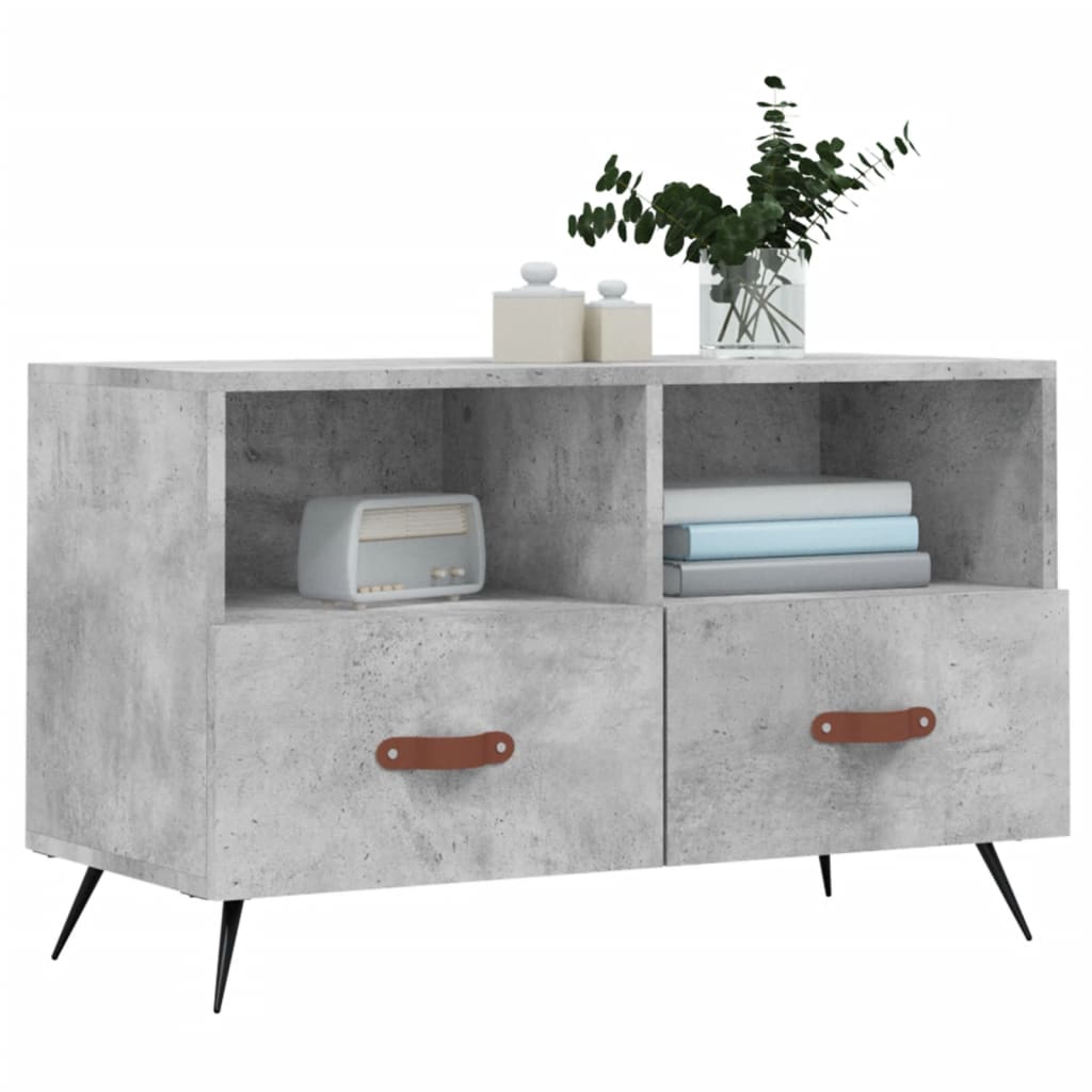 vidaXL Comodă TV, gri beton, 80x36x50 cm, lemn compozit vidaXL Comodă TV, gri beton, 80x36x50 cm, lemn compozit