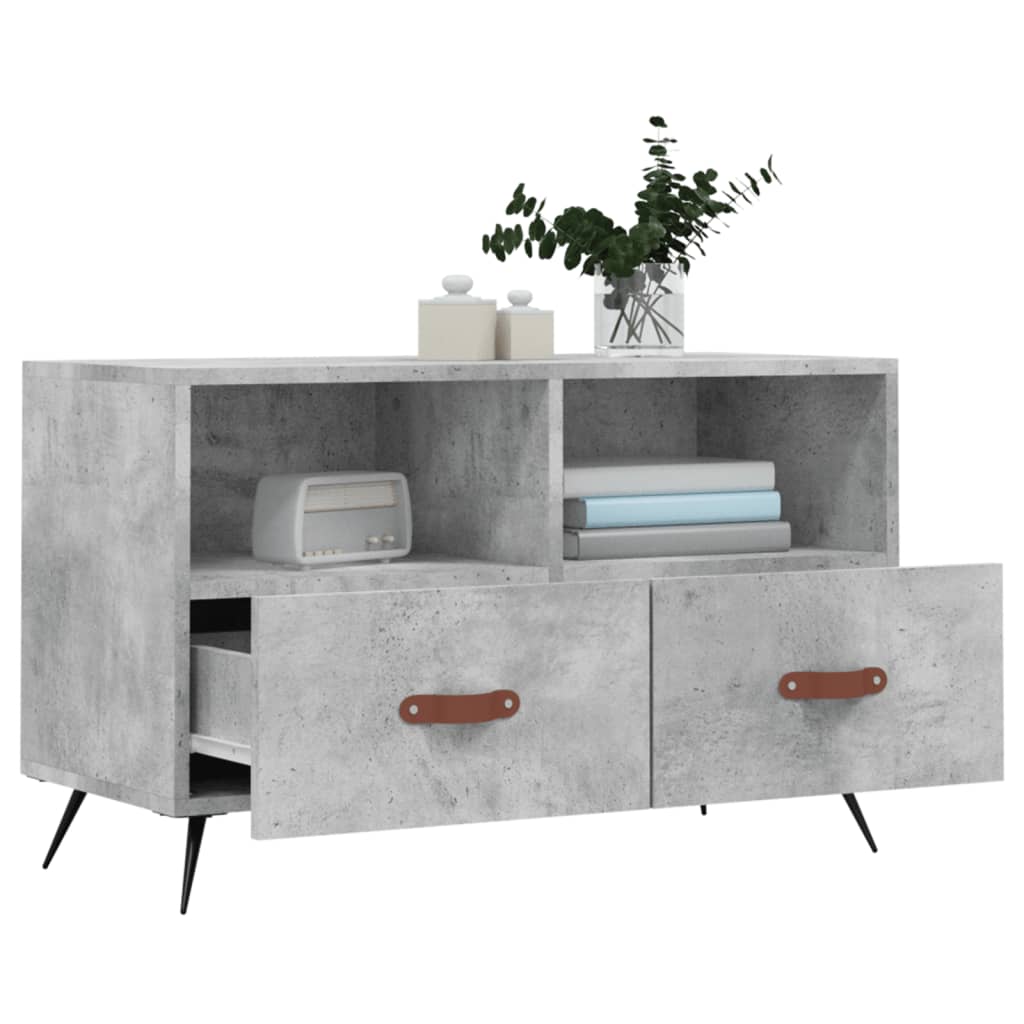 vidaXL Comodă TV, gri beton, 80x36x50 cm, lemn compozit vidaXL Comodă TV, gri beton, 80x36x50 cm, lemn compozit