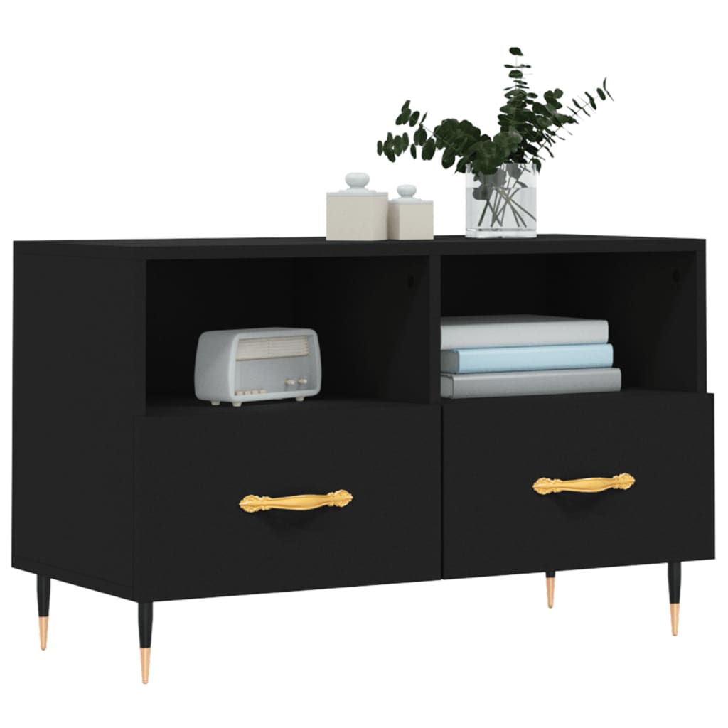 vidaXL Comodă TV, negru, 80x36x50 cm, lemn prelucrat