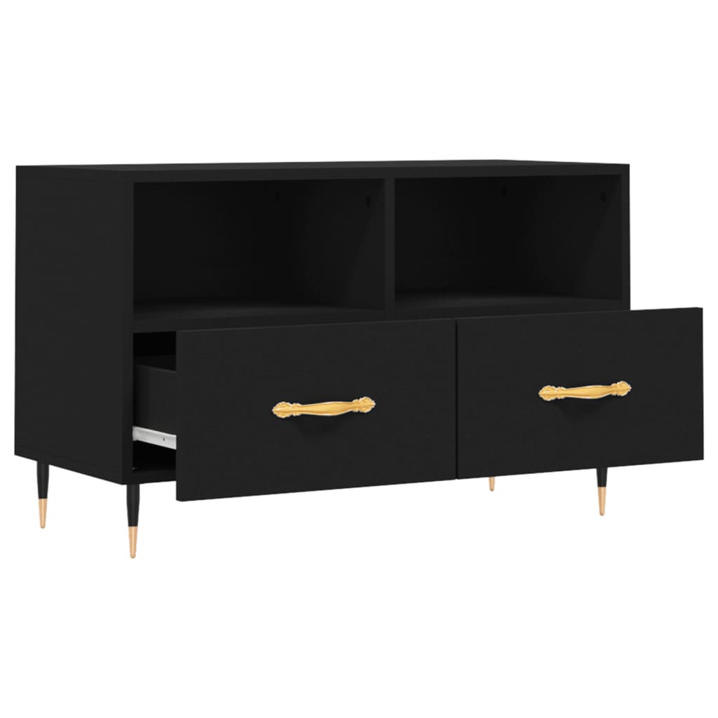vidaXL Comodă TV, negru, 80x36x50 cm, lemn prelucrat