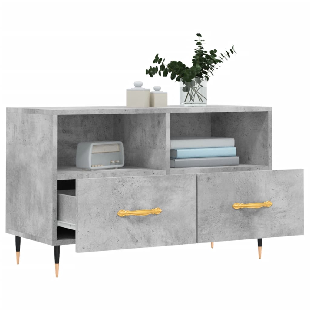 vidaXL Comodă TV, gri beton, 80x36x50 cm, lemn compozit vidaXL Comodă TV, gri beton, 80x36x50 cm, lemn compozit
