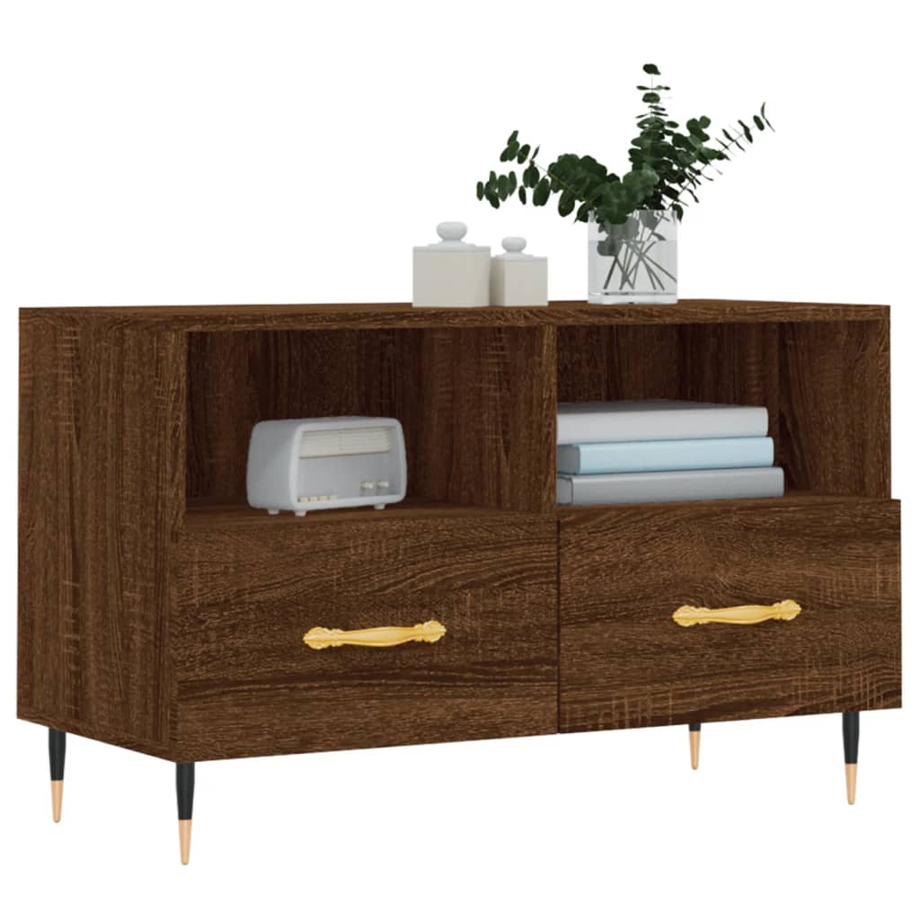 vidaXL Comodă TV, stejar maro, 80x36x50 cm, lemn prelucrat vidaXL Comodă TV, stejar maro, 80x36x50 cm, lemn prelucrat