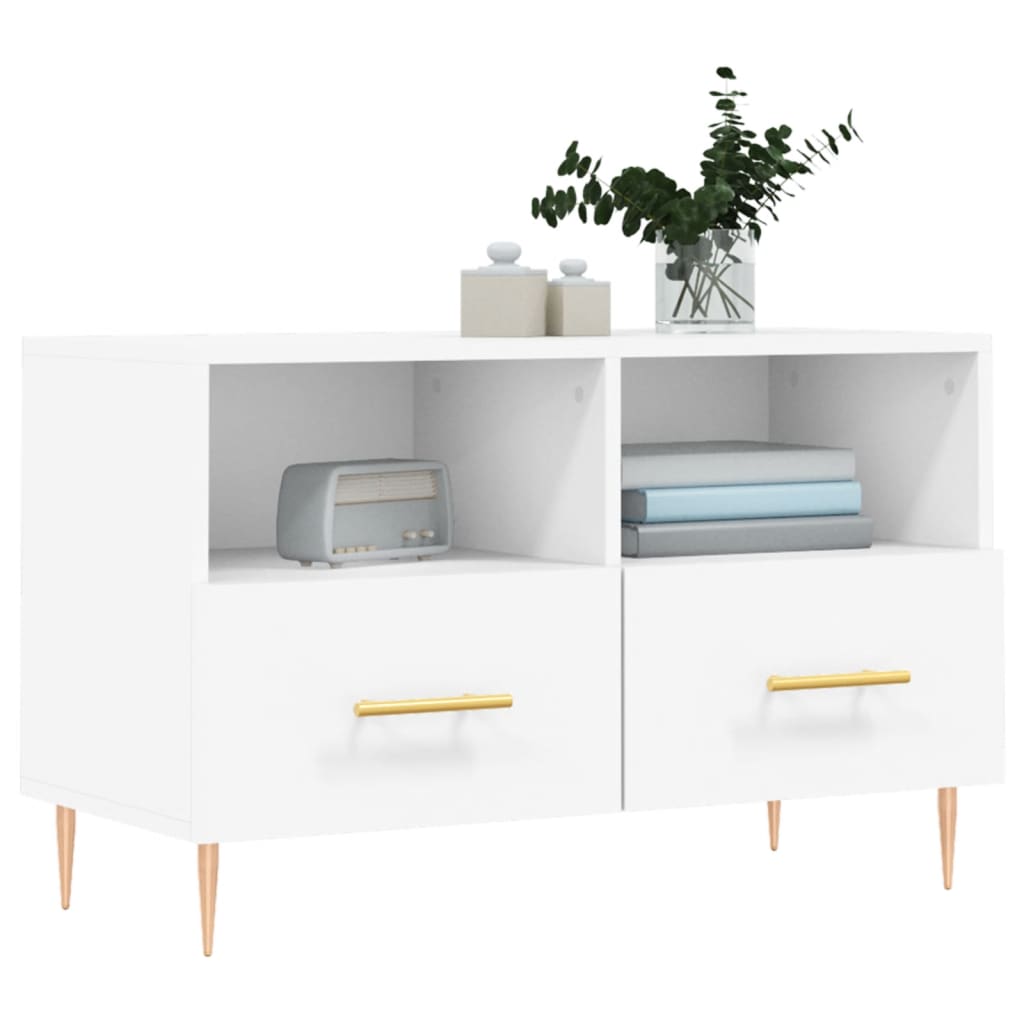 vidaXL Comodă TV, alb, 80x36x50 cm, lemn prelucrat vidaXL Comodă TV, alb, 80x36x50 cm, lemn prelucrat