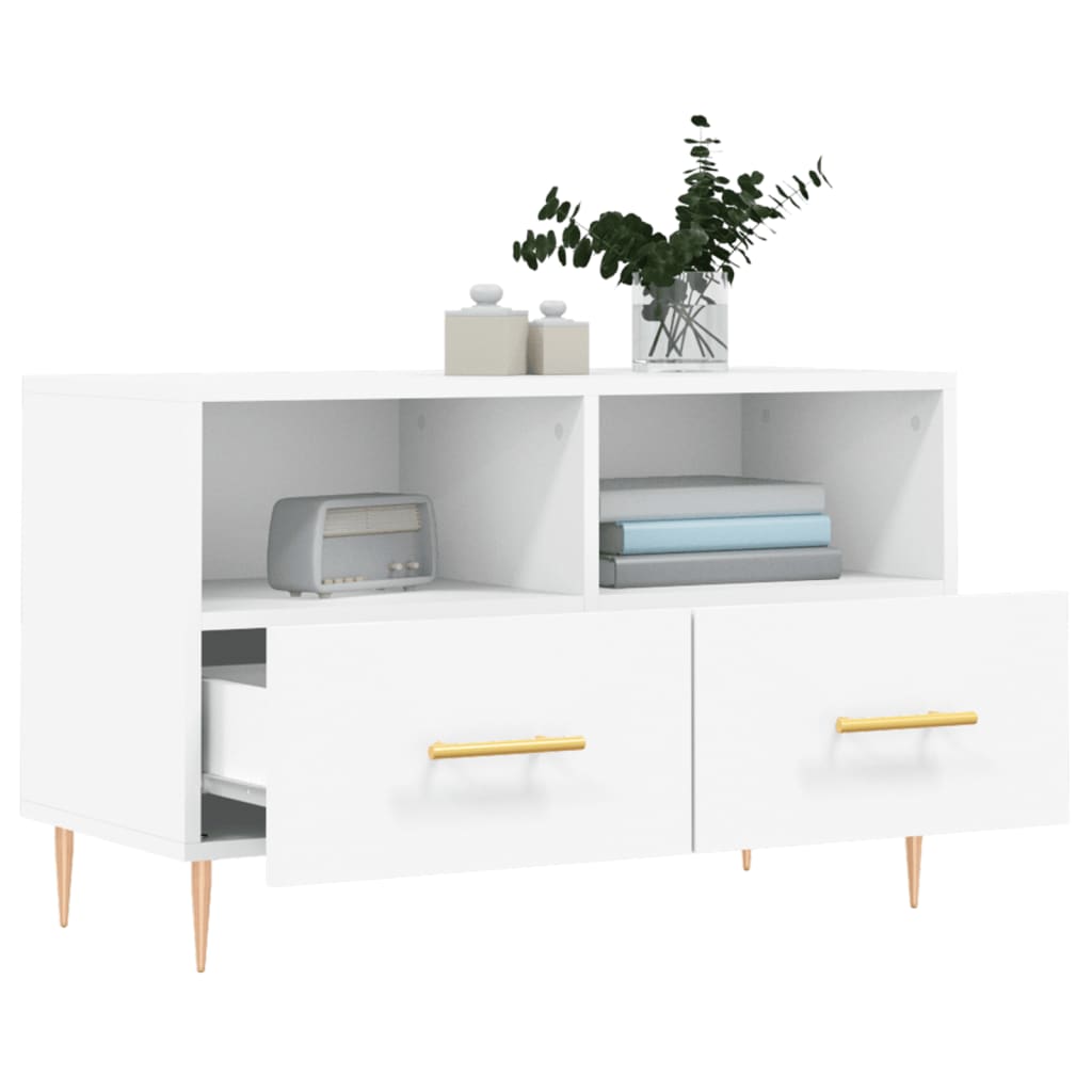 vidaXL Comodă TV, alb, 80x36x50 cm, lemn prelucrat vidaXL Comodă TV, alb, 80x36x50 cm, lemn prelucrat