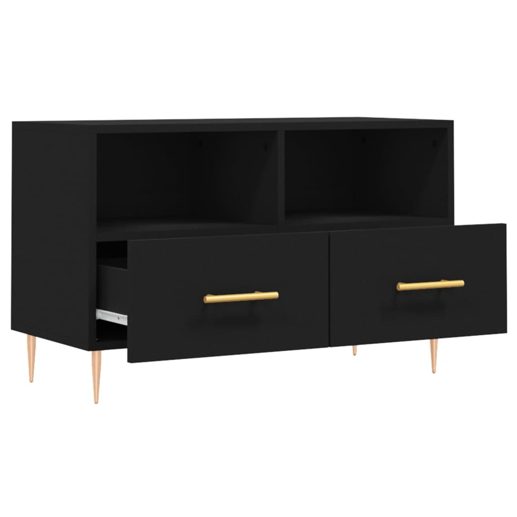 vidaXL Comodă TV, negru, 80x36x50 cm, lemn prelucrat
