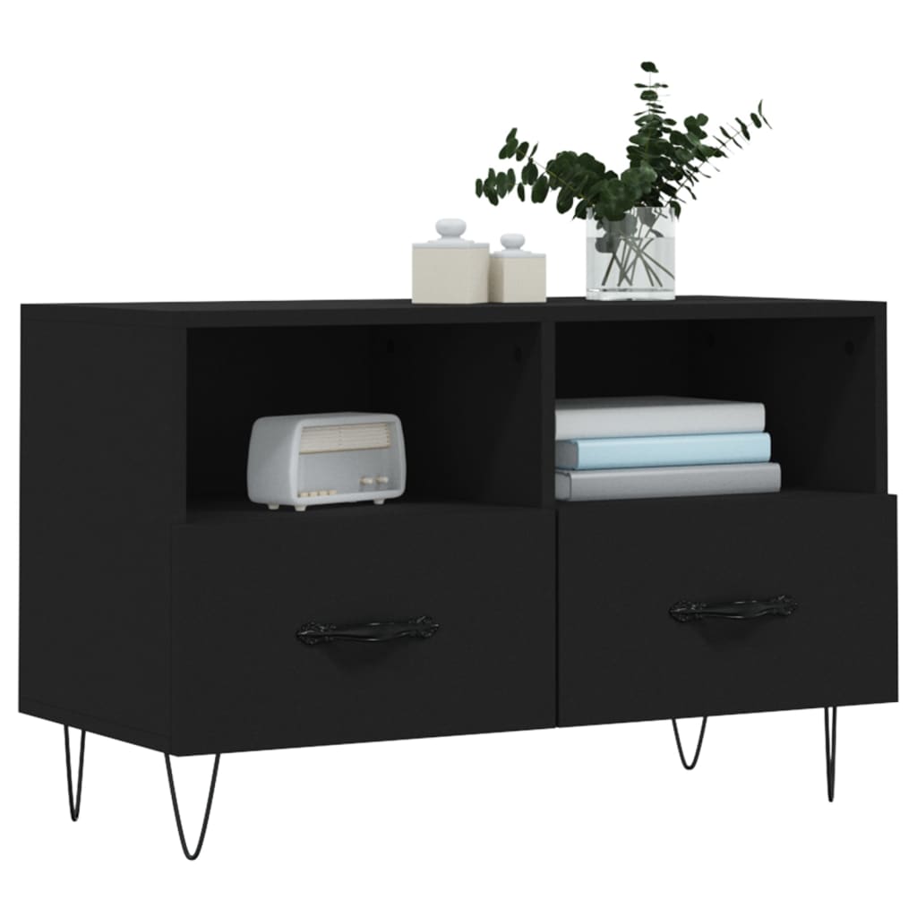 vidaXL Comodă TV, negru, 80x36x50 cm, lemn prelucrat
