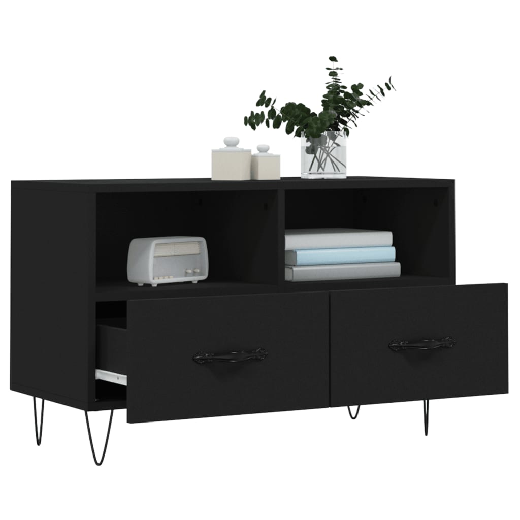 vidaXL Comodă TV, negru, 80x36x50 cm, lemn prelucrat