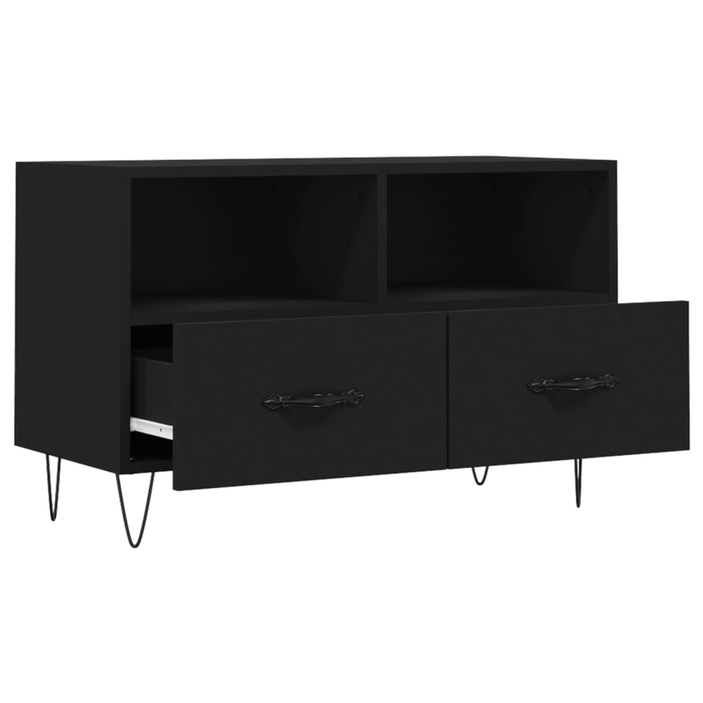 vidaXL Comodă TV, negru, 80x36x50 cm, lemn prelucrat