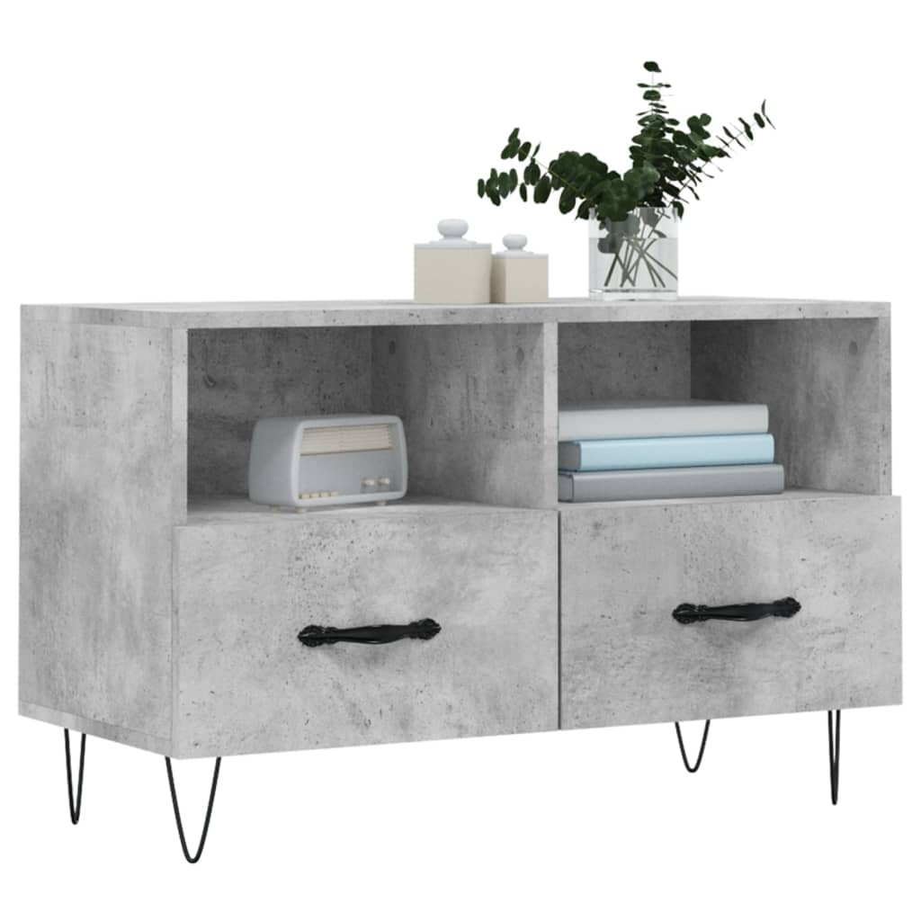 vidaXL Comodă TV, gri beton, 80x36x50 cm, lemn compozit vidaXL Comodă TV, gri beton, 80x36x50 cm, lemn compozit