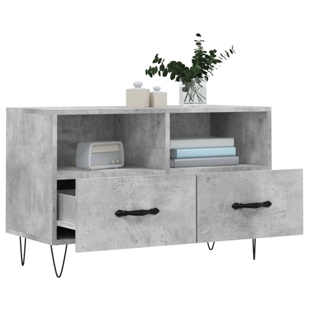 vidaXL Comodă TV, gri beton, 80x36x50 cm, lemn compozit vidaXL Comodă TV, gri beton, 80x36x50 cm, lemn compozit