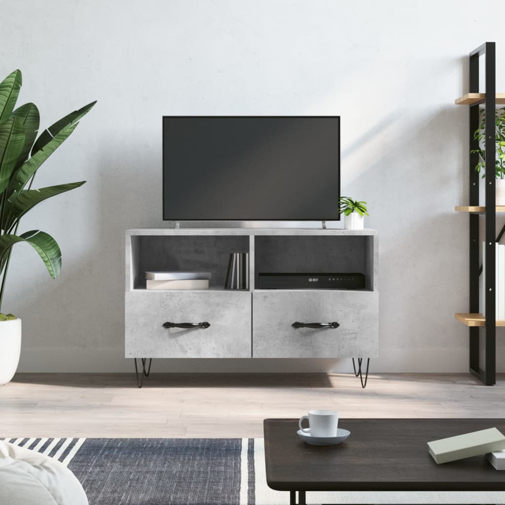 vidaXL Comodă TV, gri beton, 80x36x50 cm, lemn compozit vidaXL Comodă TV, gri beton, 80x36x50 cm, lemn compozit