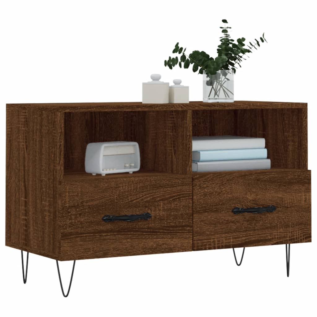 vidaXL Comodă TV, stejar maro, 80x36x50 cm, lemn prelucrat vidaXL Comodă TV, stejar maro, 80x36x50 cm, lemn prelucrat