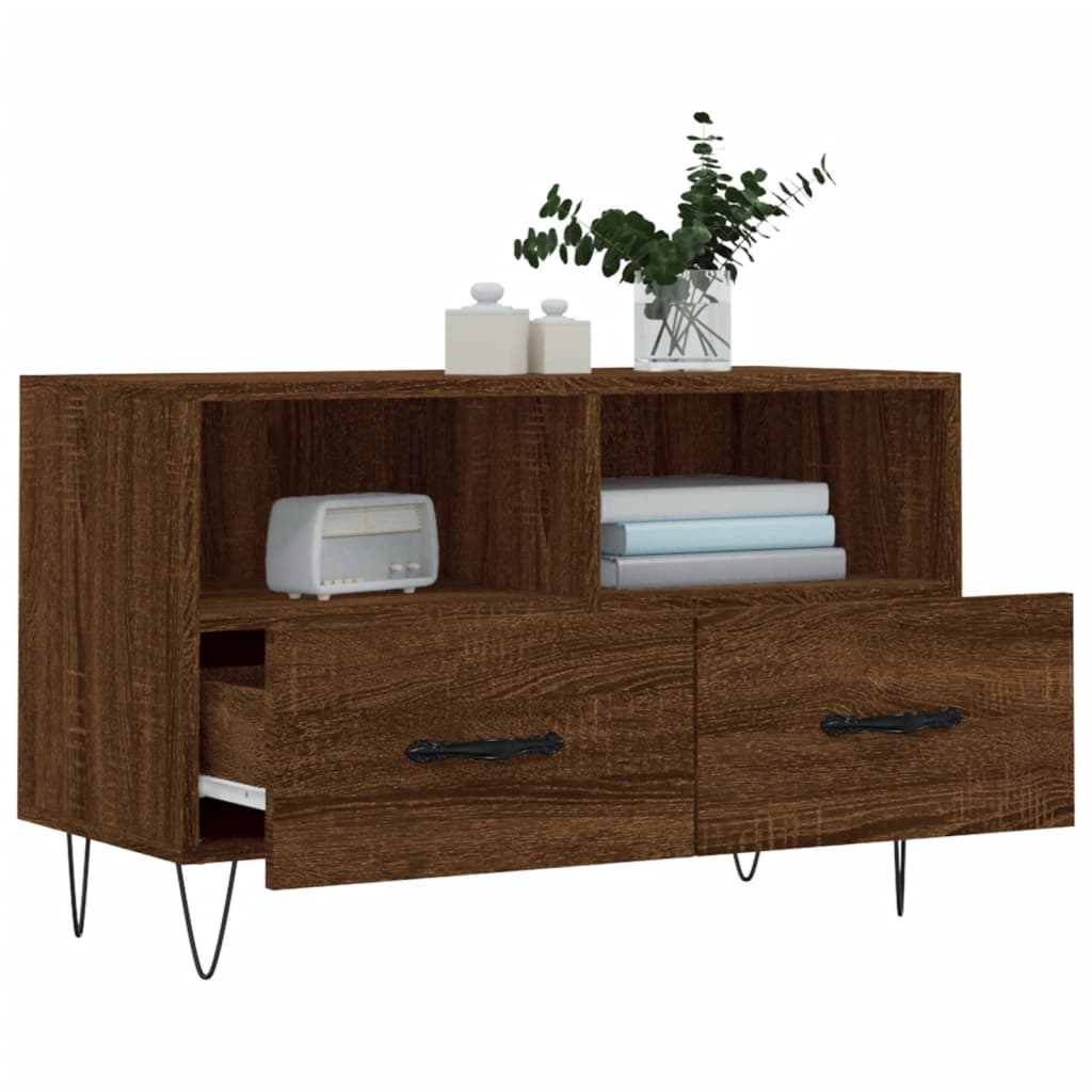 vidaXL Comodă TV, stejar maro, 80x36x50 cm, lemn prelucrat vidaXL Comodă TV, stejar maro, 80x36x50 cm, lemn prelucrat