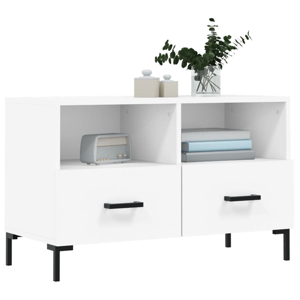 vidaXL Comodă TV, alb, 80x36x50 cm, lemn prelucrat vidaXL Comodă TV, alb, 80x36x50 cm, lemn prelucrat