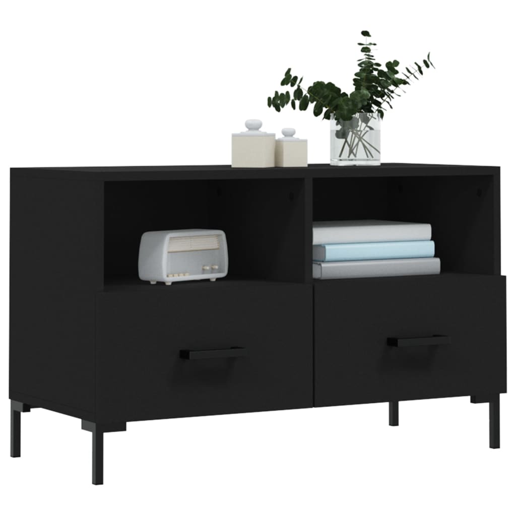 vidaXL Comodă TV, negru, 80x36x50 cm, lemn prelucrat