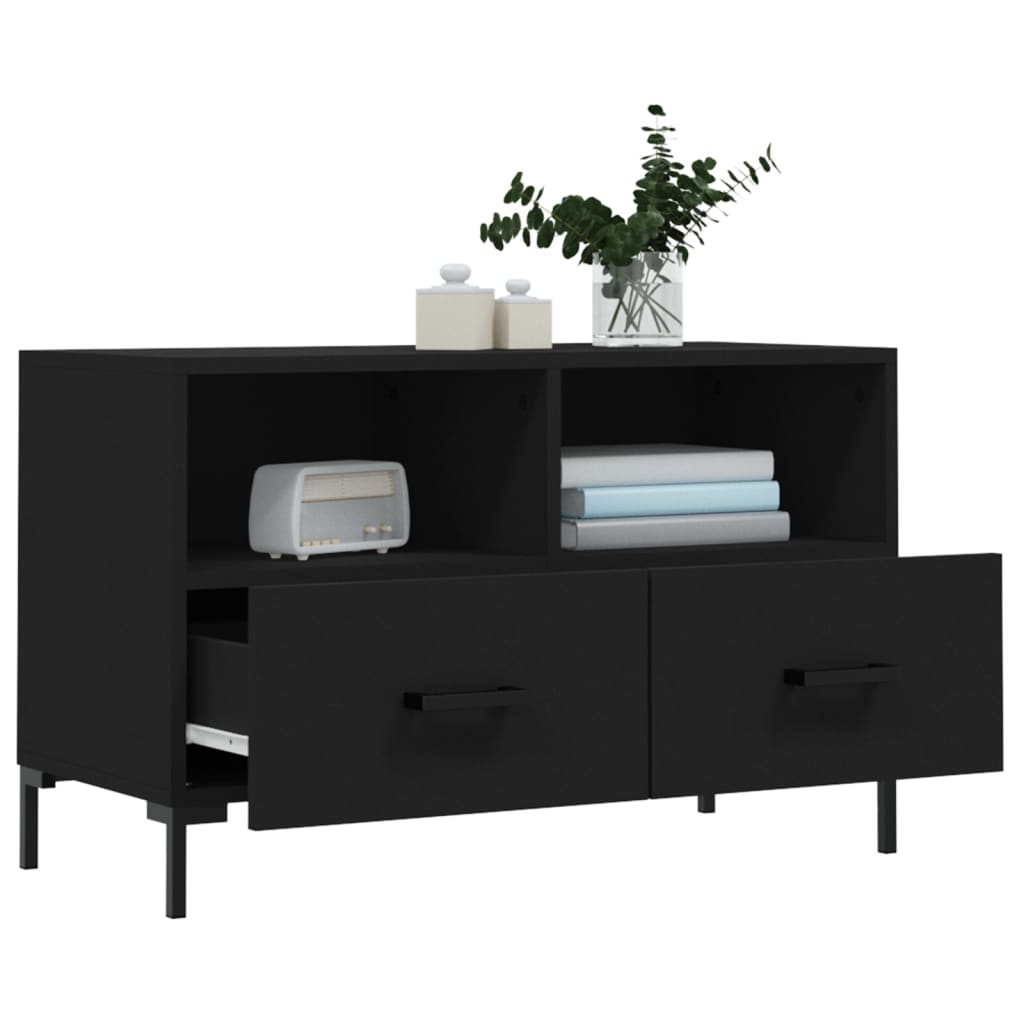 vidaXL Comodă TV, negru, 80x36x50 cm, lemn prelucrat