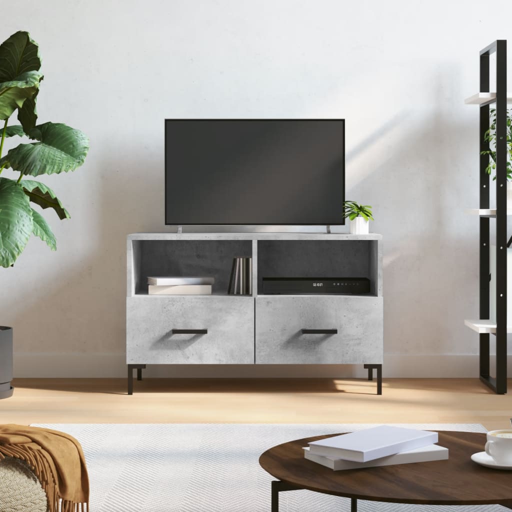 vidaXL Comodă TV, gri beton, 80x36x50 cm, lemn compozit vidaXL Comodă TV, gri beton, 80x36x50 cm, lemn compozit