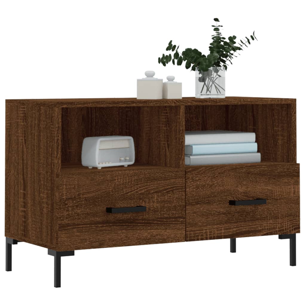 vidaXL Comodă TV, stejar maro, 80x36x50 cm, lemn prelucrat vidaXL Comodă TV, stejar maro, 80x36x50 cm, lemn prelucrat