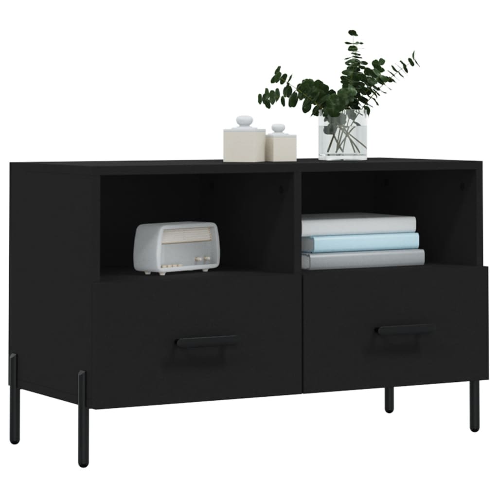 vidaXL Comodă TV, negru, 80x36x50 cm, lemn prelucrat