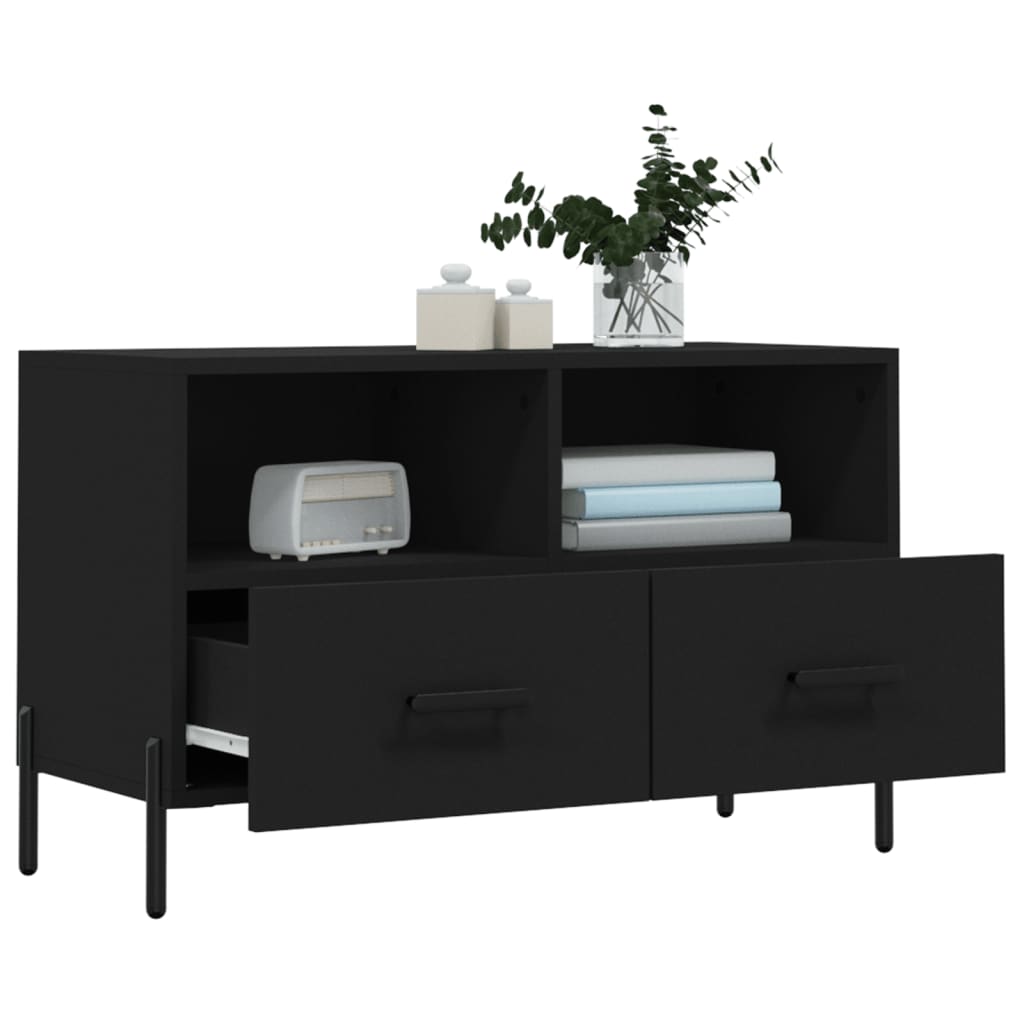 vidaXL Comodă TV, negru, 80x36x50 cm, lemn prelucrat