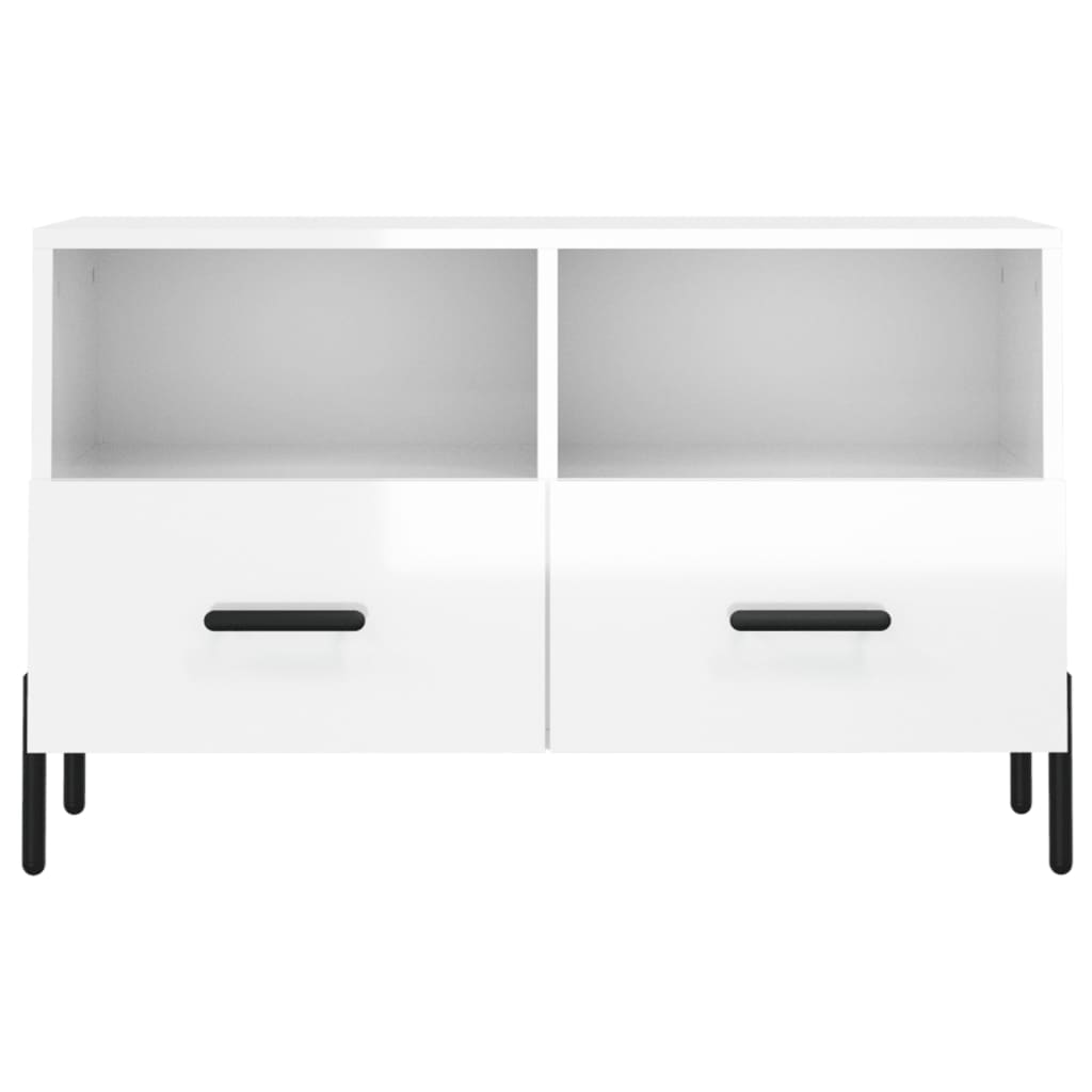 vidaXL Comodă TV, alb extralucios, 80x36x50 cm, lemn prelucrat vidaXL Comodă TV, alb extralucios, 80x36x50 cm, lemn prelucrat