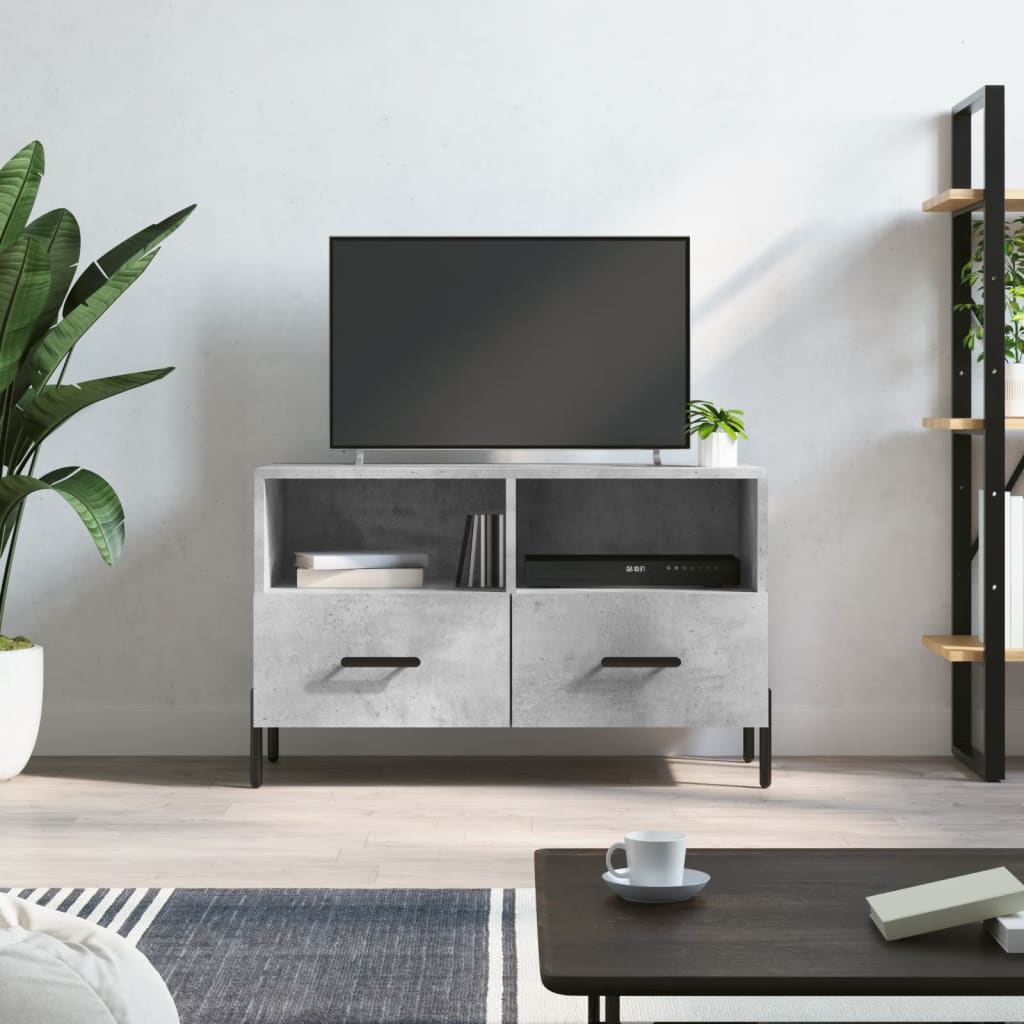 vidaXL Comodă TV, gri beton, 80x36x50 cm, lemn compozit vidaXL Comodă TV, gri beton, 80x36x50 cm, lemn compozit
